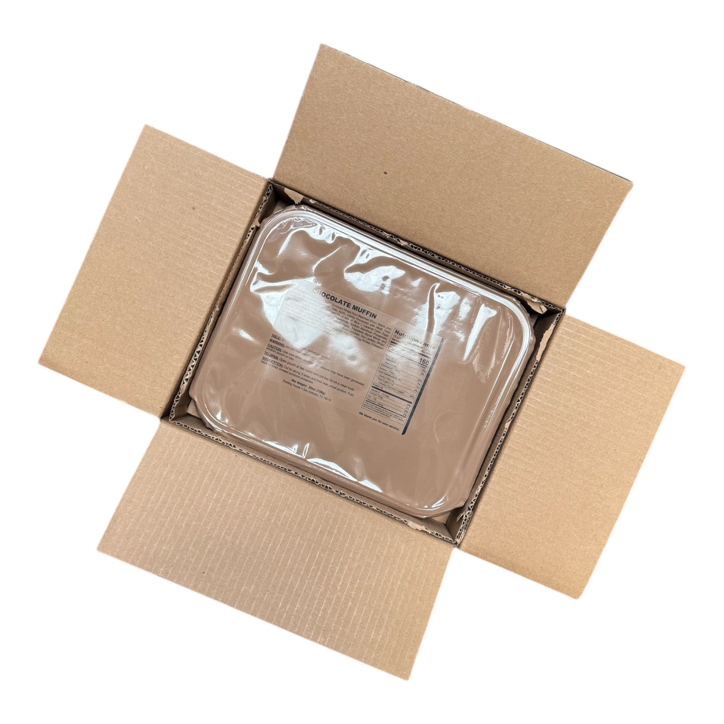 BULK 12 x Tray Packs, Military MRE Chocolate Muffin, Ready to Eat