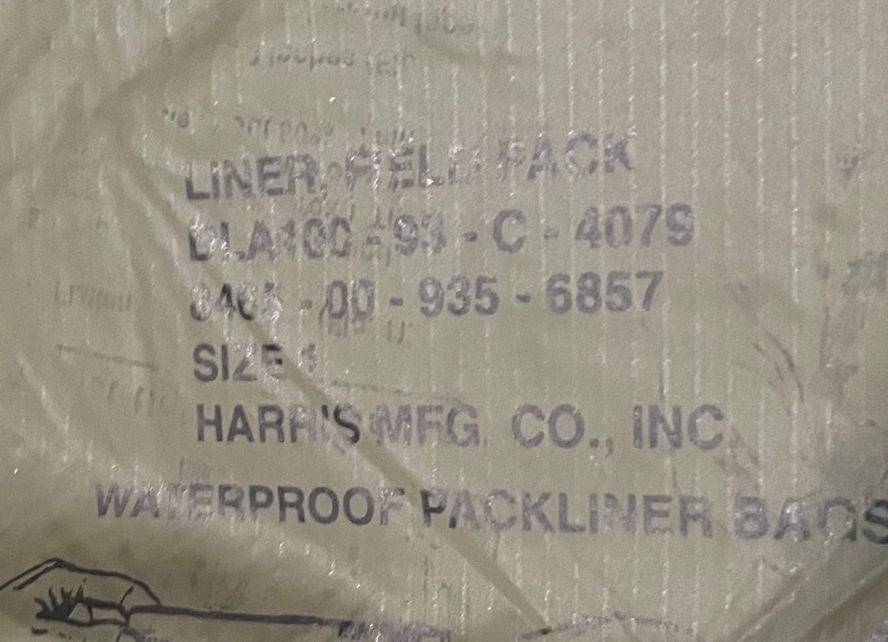Waterproof Field Pack Liner, Size 1
