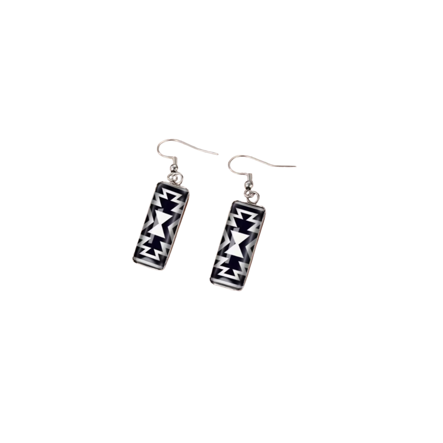 Navajo Design Black and White Earrings