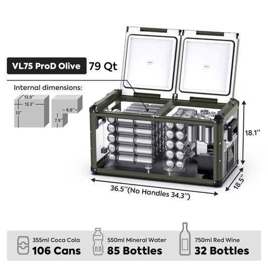 VL75ProD Olive 12V Heavy Duty Fridge Freezer