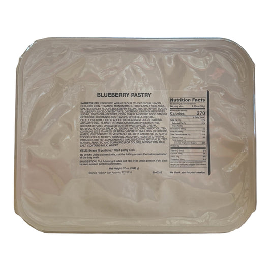 Military MRE Tray Pack, Blueberry Pastry, Ready to Eat