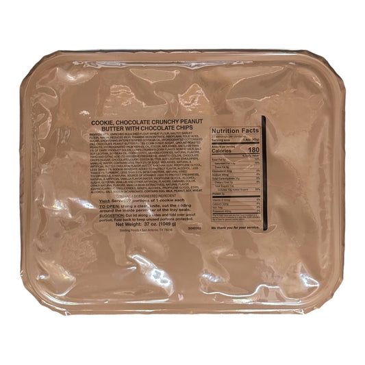 Military MRE Tray Pack, Peanut Butter Cookies with Chocolate Chips
