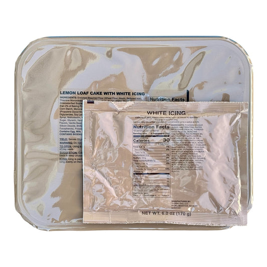 Military MRE Tray Pack, Lemon Loaf with White Icing, Ready to Eat