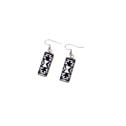 Navajo Design Black and White Earrings